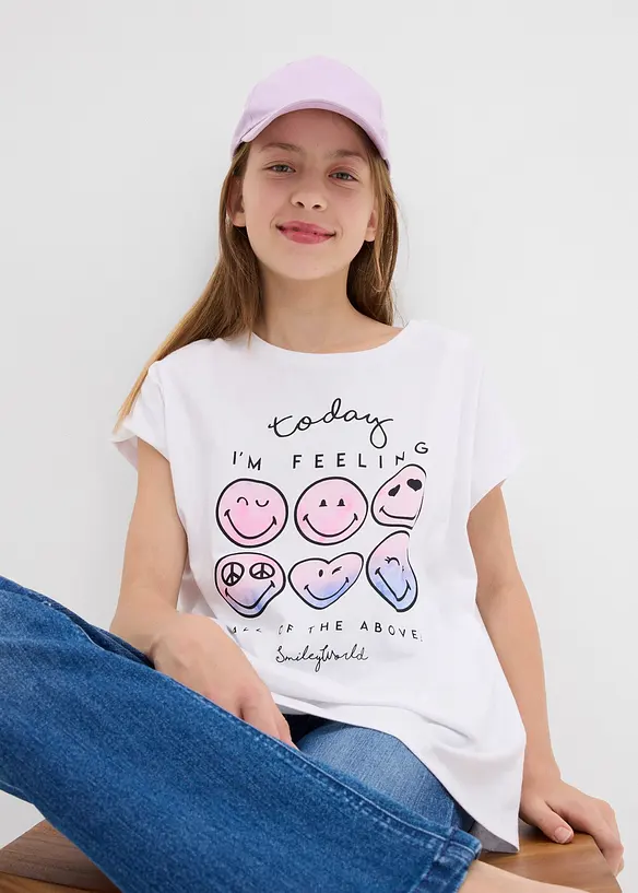 T-shirt con smiley in puro cotone, SmileyWorld