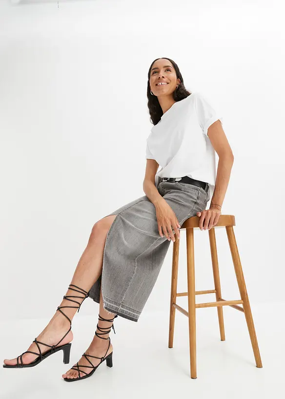 Gonna di jeans con spacco, bonprix