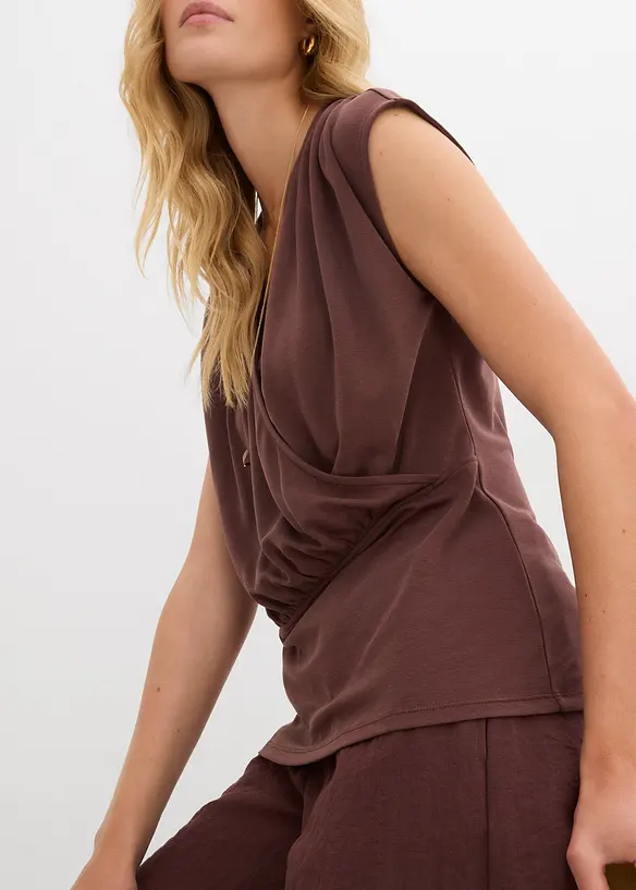 Maglia a portafoglio in misto viscosa fluente, bonprix