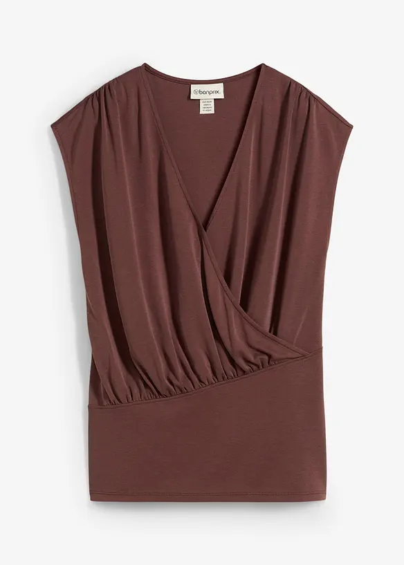 Maglia a portafoglio in misto viscosa fluente, bonprix