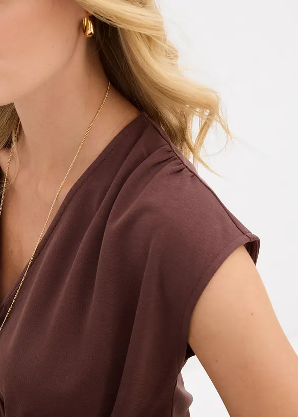 Maglia a portafoglio in misto viscosa fluente, bonprix