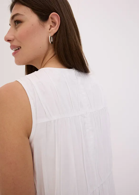 Abito lungo in cotone con arricciature, bonprix