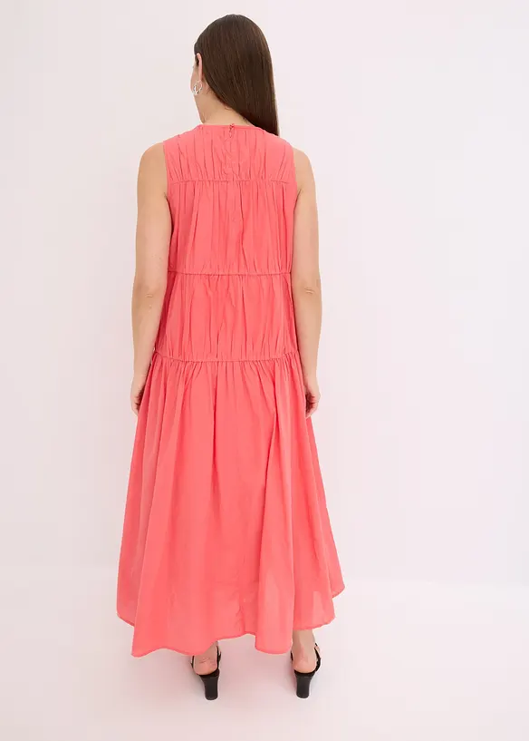 Abito lungo in cotone con arricciature, bonprix