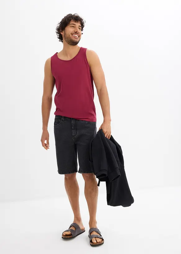 Bermuda in jeans con inserti elasticizzati ai lati, classic fit, bonprix
