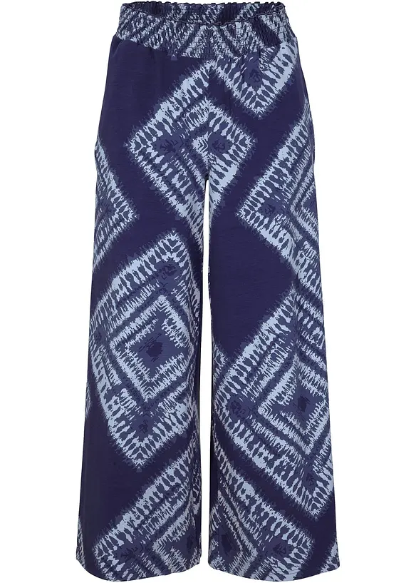 Pantaloni in jersey a palazzo con cinta smock, bonprix