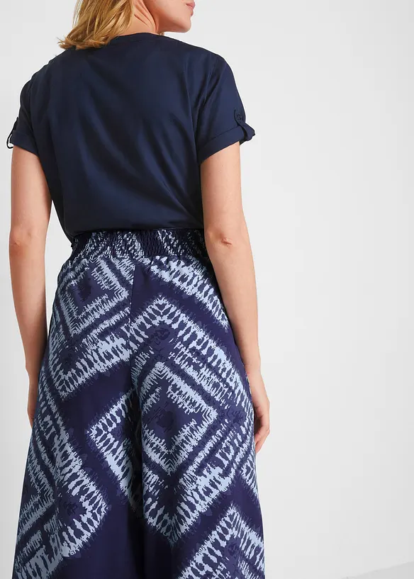 Pantaloni in jersey a palazzo con cinta smock, bonprix