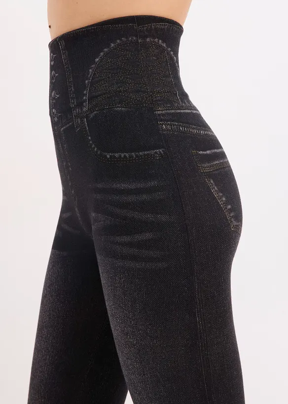 Leggings effetto jeans senza cuciture con effetto modellante forte, bonprix