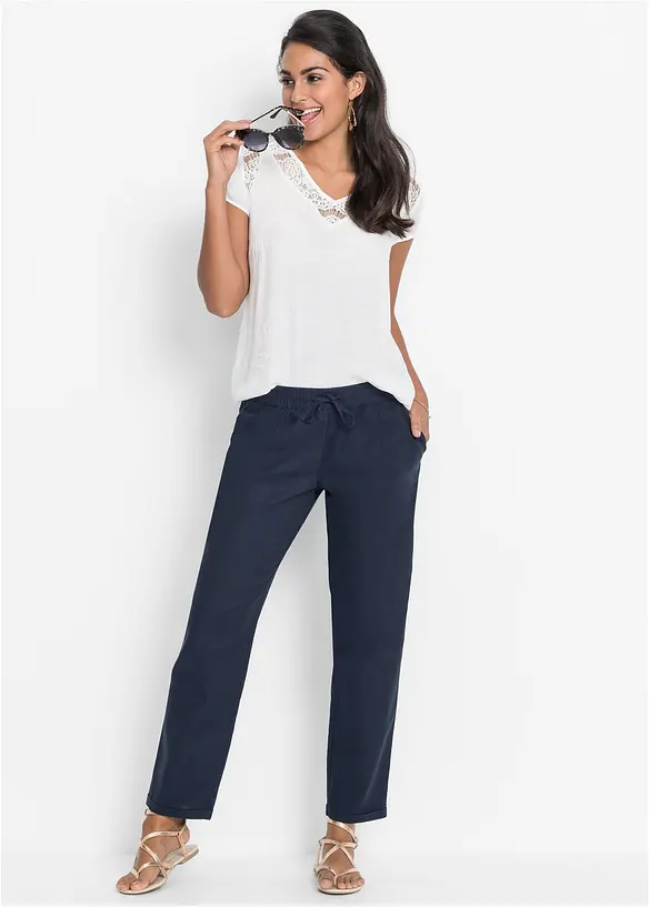 Pantaloni in misto lino, bonprix
