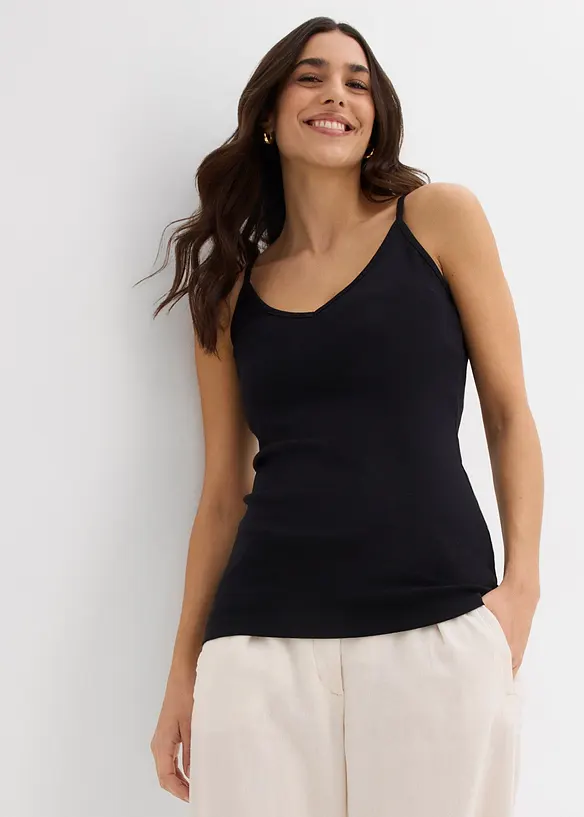 Top con spalline sottili in puro cotone (pacco da 3), bonprix