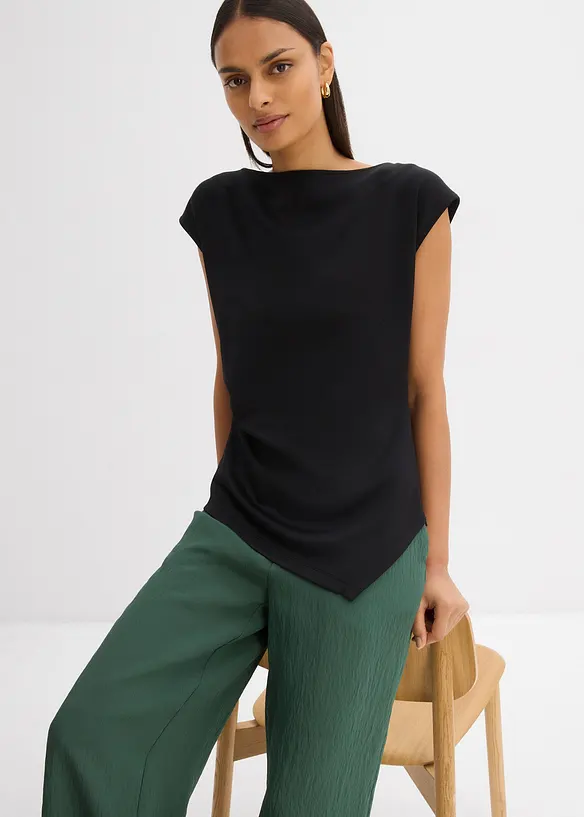 Top asimmetrico effetto neoprene, bonprix