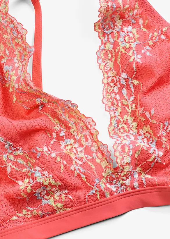 Bralette senza ferretto con pizzo colorato, bonprix