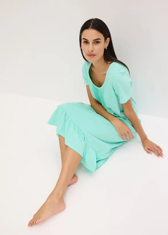 Camicia da notte con pieghe e balza, bonprix