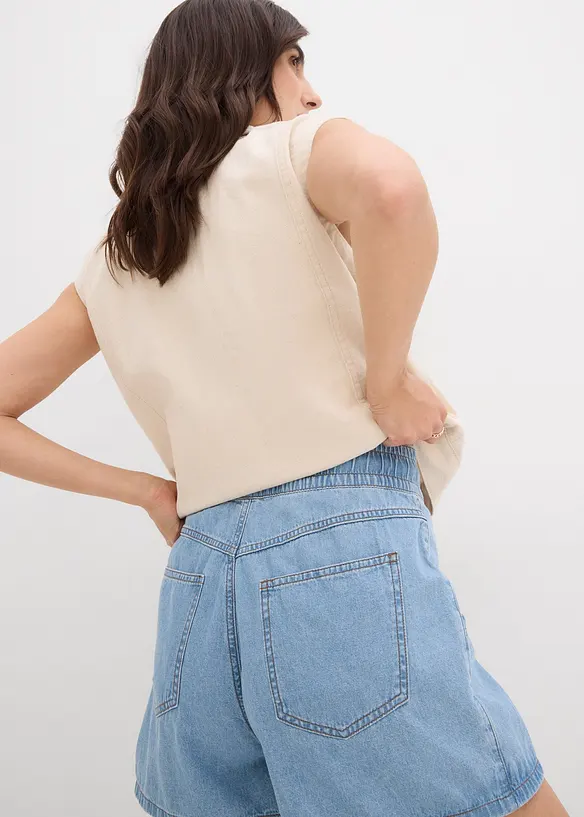 Shorts in jeans con comodo elastico, vita alta, bonprix