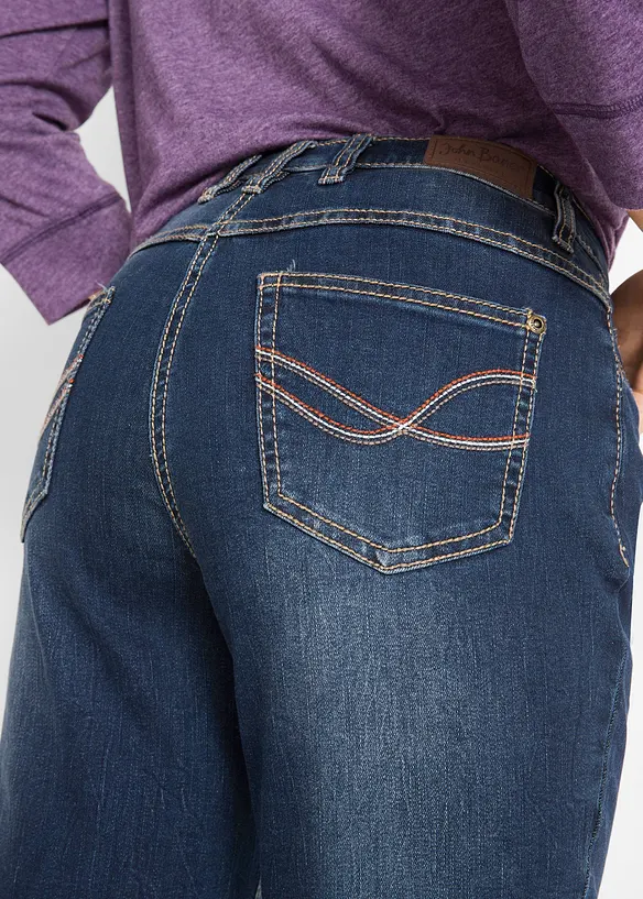 Jeans straight elasticizzati, vita media, bonprix