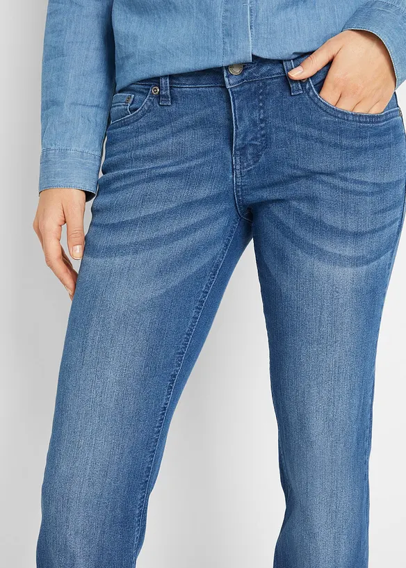Jeans bootcut elasticizzati, vita media, bonprix