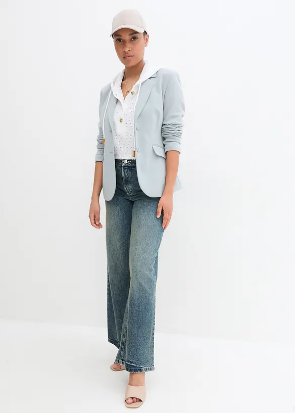 Jeans wide leg leggermente elasticizzati, vita alta, bonprix