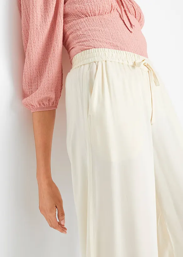 Pantaloni larghi in viscosa lucida leggera, bonprix