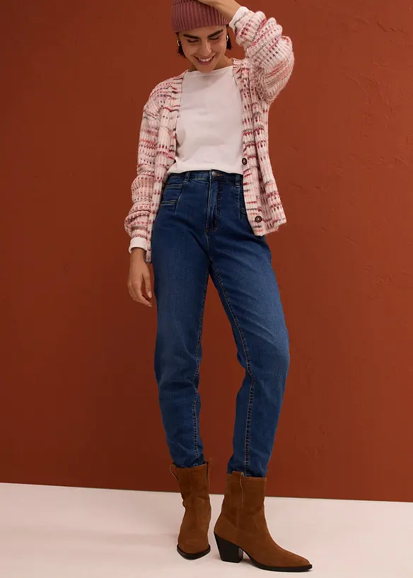 Mom jeans elasticizzati, vita alta, bonprix
