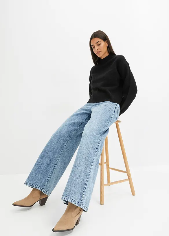 Jeans wide leg, vita alta, bonprix
