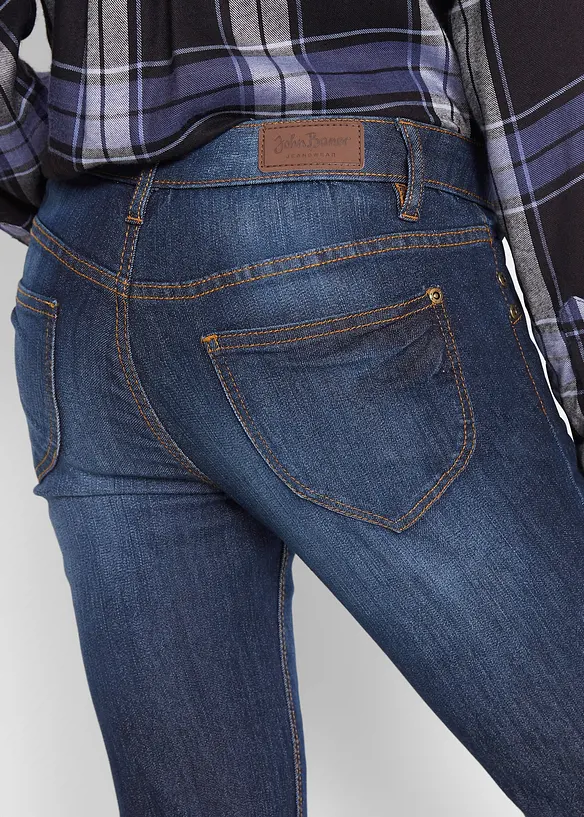 Jeans bootcut in stretch confortevole, vita media, bonprix