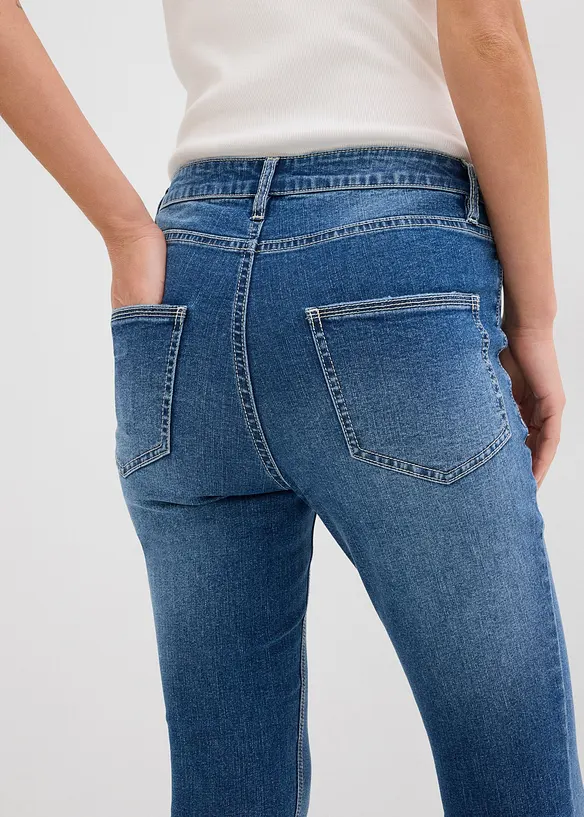 Jeans skinny elasticizzati cropped, a vita media, bonprix