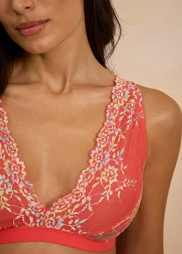 Bralette senza ferretto con pizzo colorato, bonprix