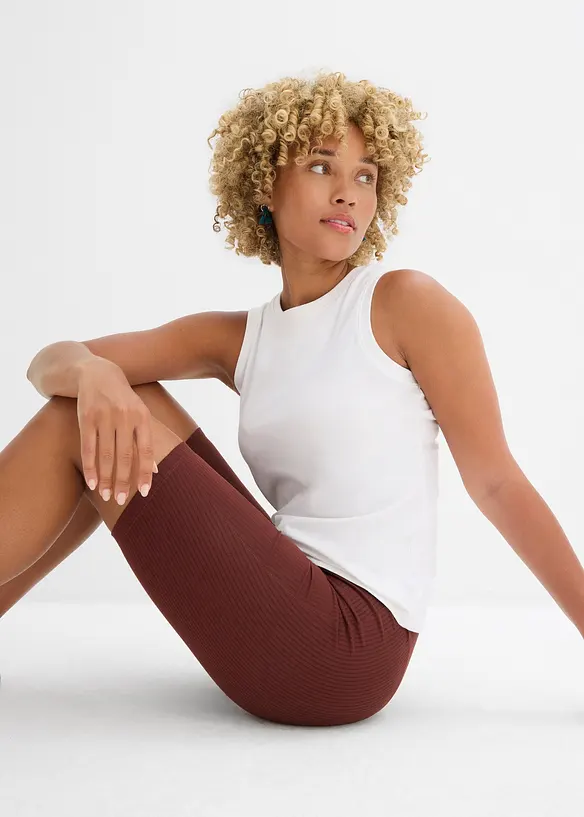 Pantaloncini in jersey a costine, vita alta, bonprix
