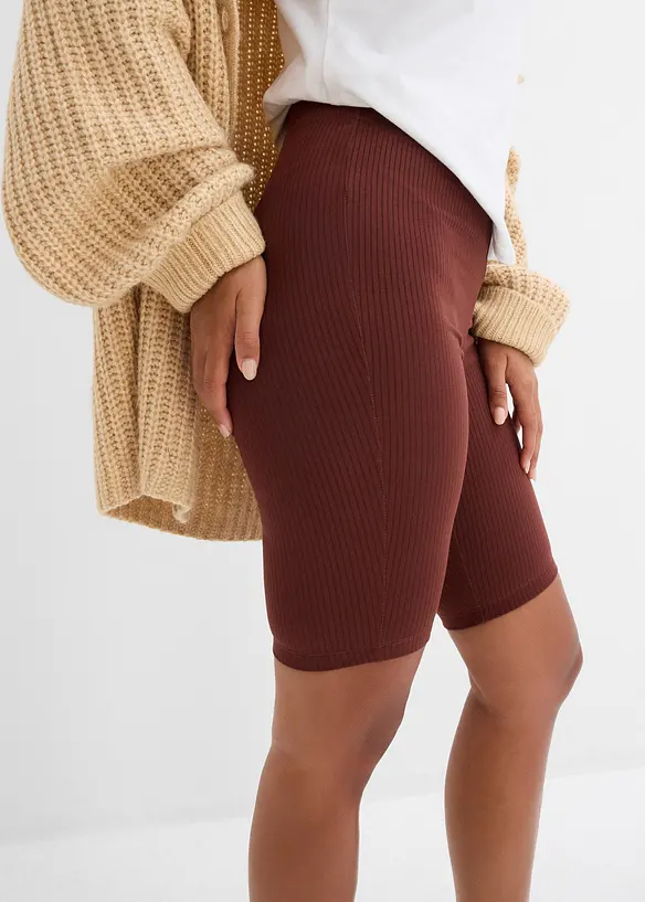 Pantaloncini in jersey a costine, vita alta, bonprix
