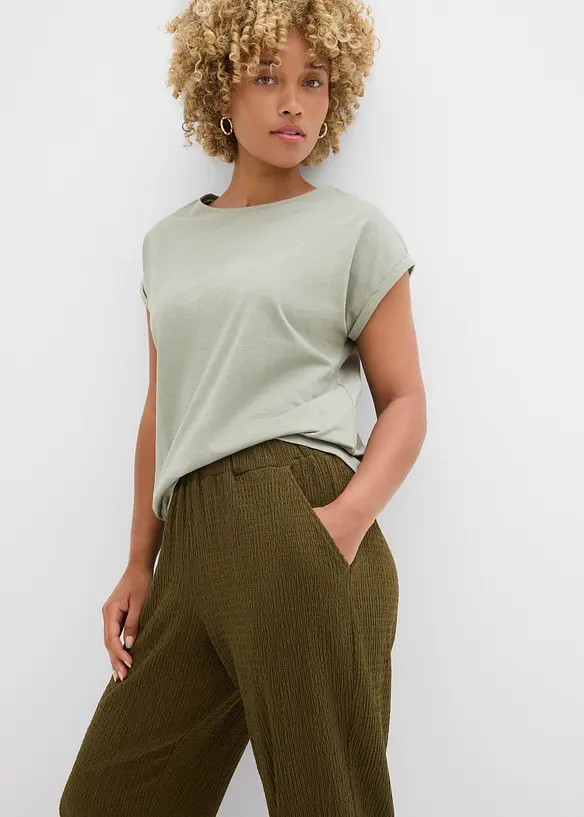 Pantaloni larghi in jersey operato, bonprix
