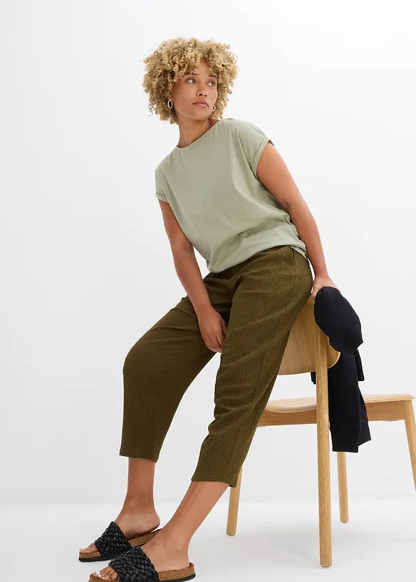 Pantaloni larghi in jersey operato, bonprix