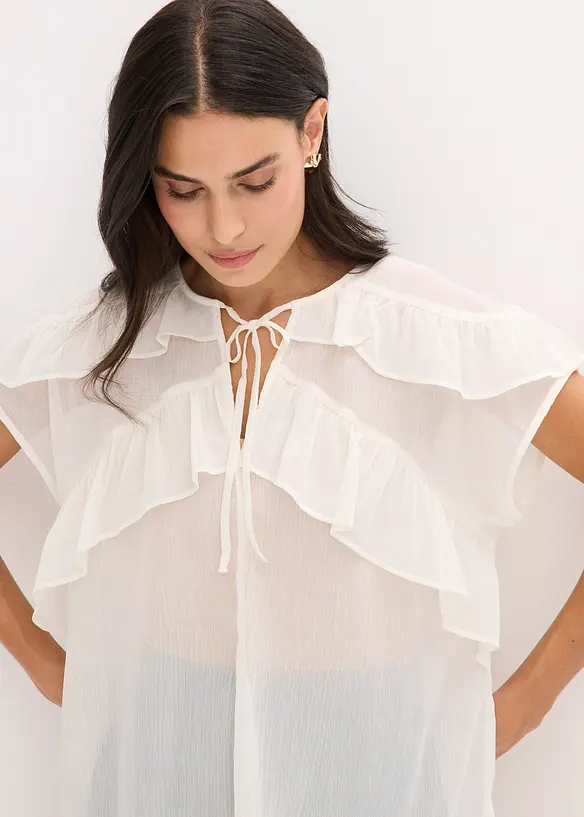 Camicetta di chiffon con volant, bonprix