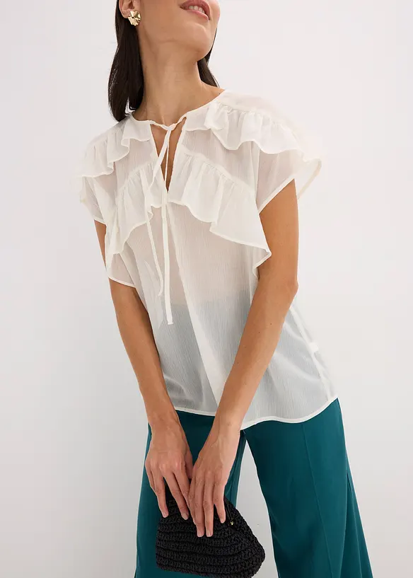 Camicetta di chiffon con volant, bonprix
