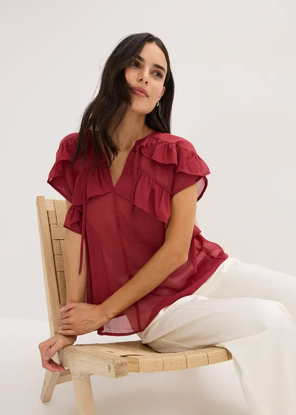 Camicetta di chiffon con volant, bonprix