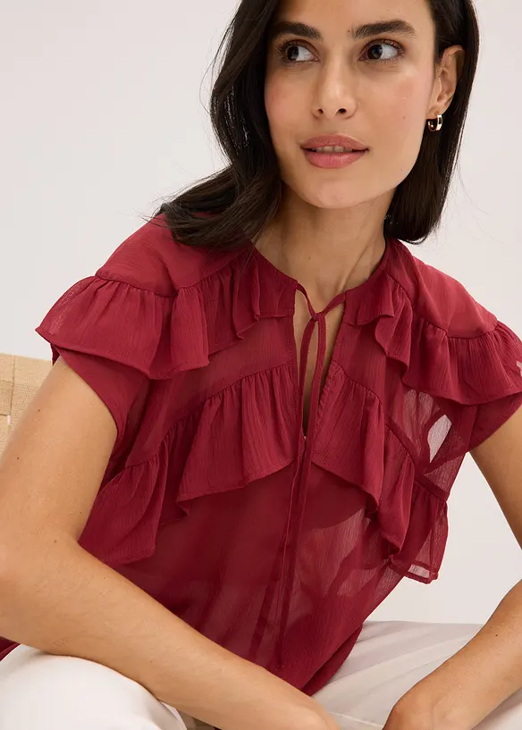 Camicetta di chiffon con volant, bonprix