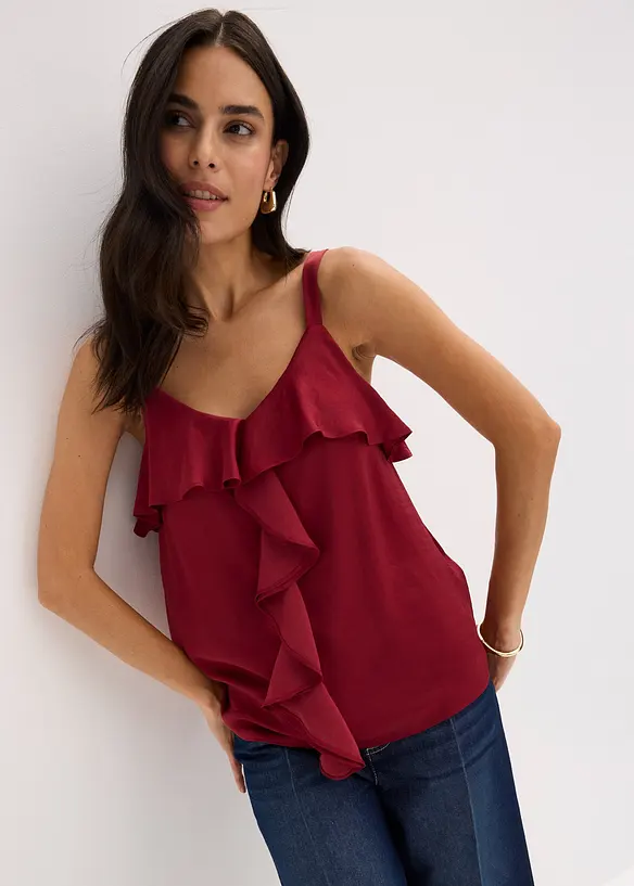 Top con spalline sottili in satin lucido, bonprix