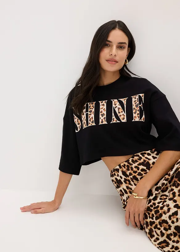 T-shirt cropped in puro cotone biologico, bonprix
