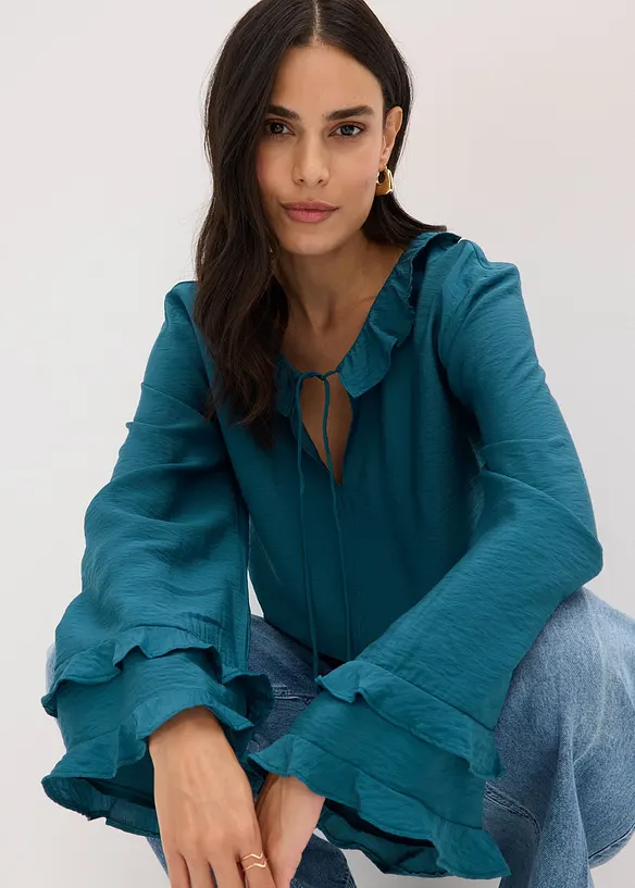 Blusa in stile bohemien in misto viscosa fine, bonprix