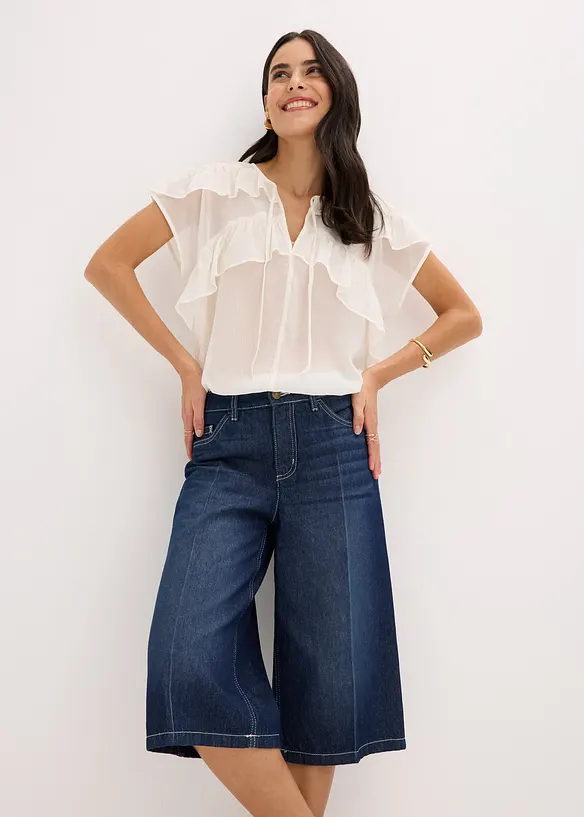Bermuda in jeans low stretch, vita media, bonprix