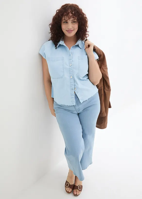 Camicia di jeans boxy cropped, bonprix
