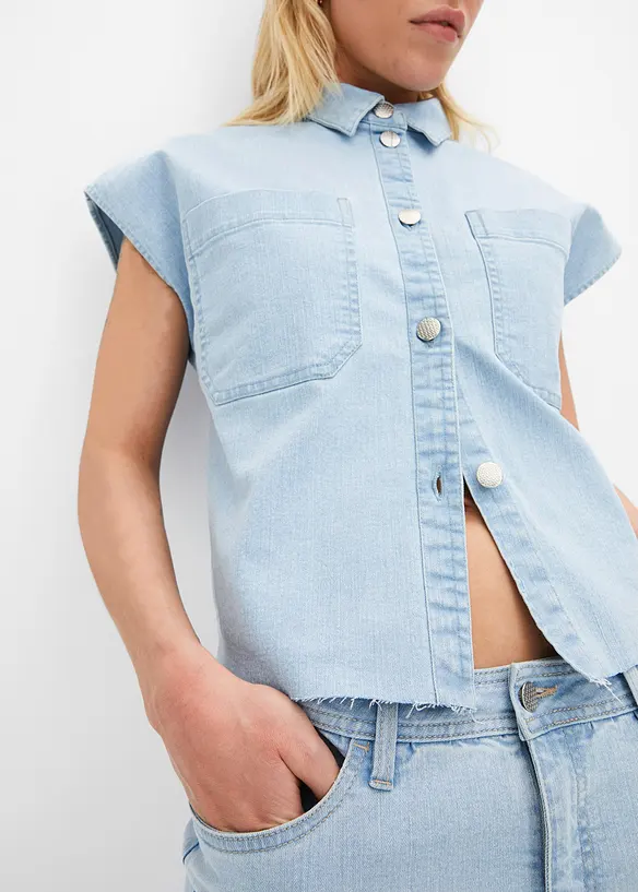Camicia di jeans boxy cropped, bonprix