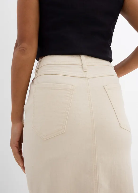 Gonna di jeans con spacco, bonprix