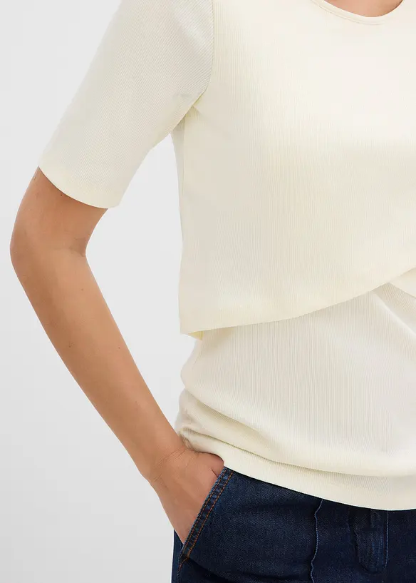 Maglia prémaman / da allattamento a coste in puro cotone biologico (pacco da 2), bonprix