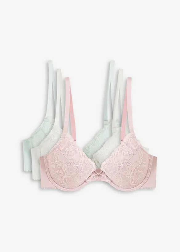 Reggiseno push-up con pizzo fine (pacco da 3), bonprix
