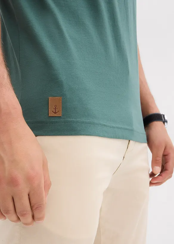 Maglia serafino a maniche corte in puro cotone biologico (pacco da 2), bonprix