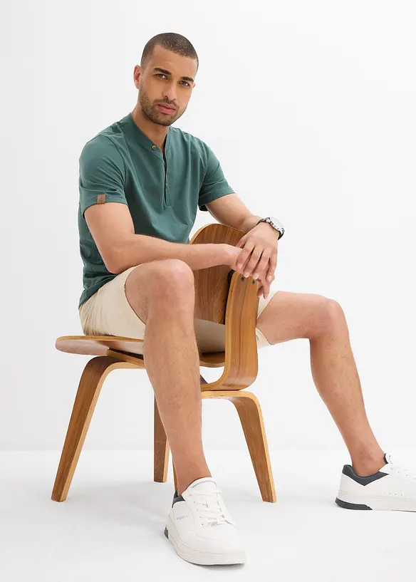 Maglia serafino a maniche corte in puro cotone biologico (pacco da 2), bonprix