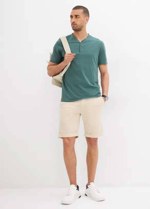 Maglia serafino a maniche corte in puro cotone biologico (pacco da 2), bonprix