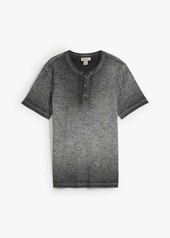 Maglia serafino a maniche corte in puro cotone biologico effetto lavato, bonprix