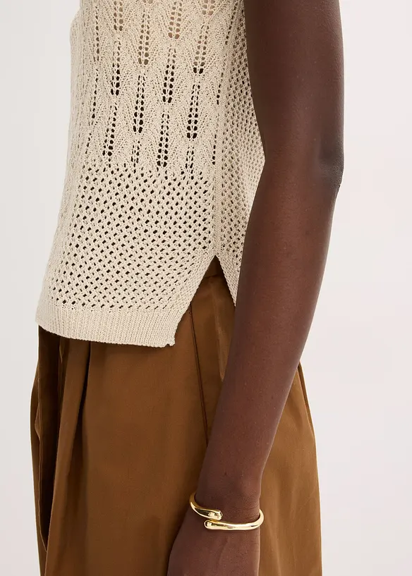 Top in maglia traforata con fili metallizzati, bonprix