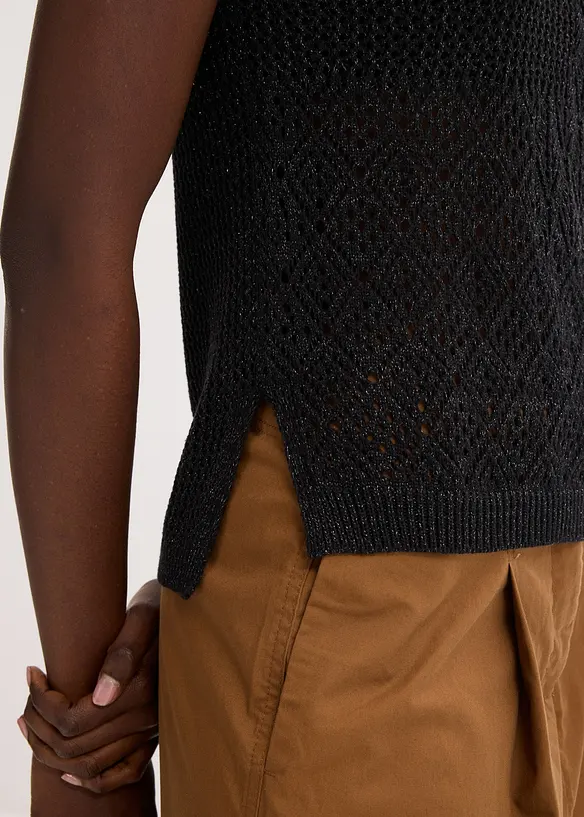 Top in maglia traforata con fili metallizzati, bonprix