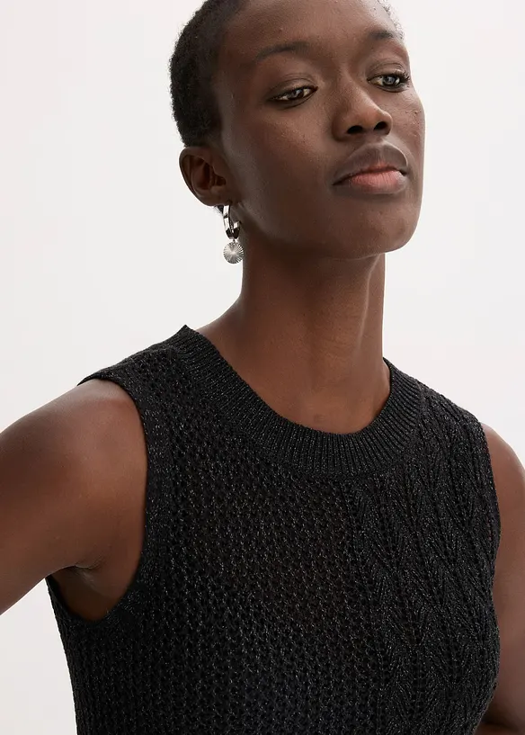 Top in maglia traforata con fili metallizzati, bonprix